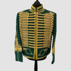 Military Style Gold Braided Jacket  Napoleonic Hussar Uniform for Men