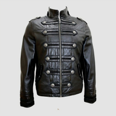 Men's Black Napa Leather Military Jacket | Classic Parade Style Coat | Vintage Officer Uniform