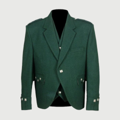 Green Wool Argyle Kilt Jacket and Waistcoat | Scottish Traditional Formal Wear