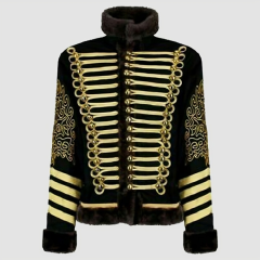 French Hussar Uniform Black Faux Fur Jacket