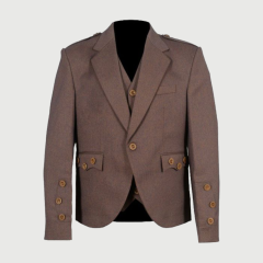 Light Maroon Scottish Tweed Argyle Kilt Jacket & Vest