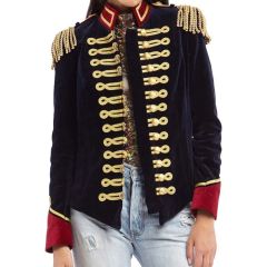 Velvet Military Jacket – Ladies' Dark Blue with Gold Braiding