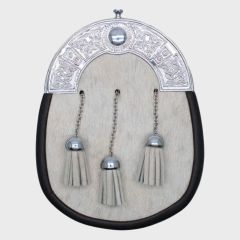 White Bovine Chrome Cantle Dress Sporran