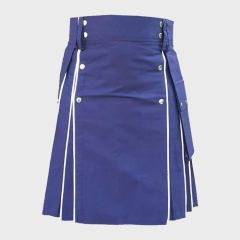 Blue Utility kilt For Men With White line