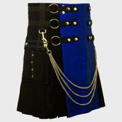 Black & Blue Hybrid Utility Kilt For Men