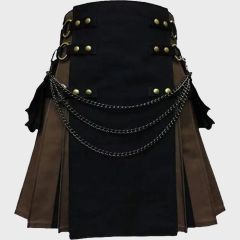 Black and Brown Fashion Hybrid Utility Kilt