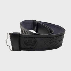 Thistle Embossed Black Leather Kilt Belt