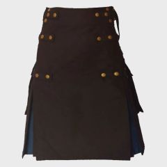 Black And Blue Hybrid Utility Kilt For Men
