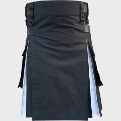 Black & White with Cargo Pockets Utility Kilt