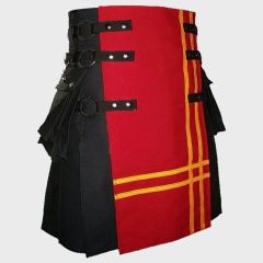 Black & Red Hybrid Kilt For Men