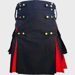 Black and Red Hybrid Utility Kilt For Men