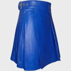 Blue Leather Modern Women Kilt