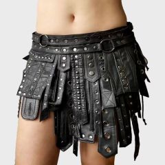 Black Warriors leather Modern Mini Kilt