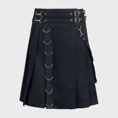 Calle Black Gothic Modern Utility Kilt