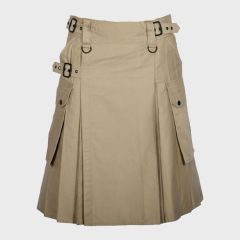 Khaki Utility Kilt with Cargo Pockets