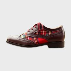 Brown Leather Tartan Ghillie Shoes