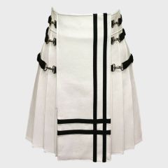 Real White Leather Gladiator Kilt