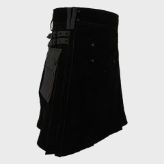 Black Deluxe Modern Kilt & Gray Straps 