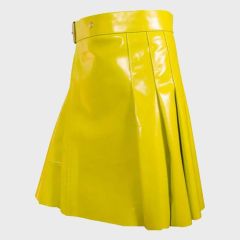 Yellow Leather Modern Women Kilt