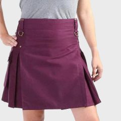 Ladies Stylish Burgundy Utility Kilt