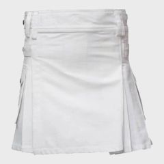 Ladies White Cotton Utility Kilt