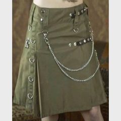 Olive Green Women Modern Utility Kilt
