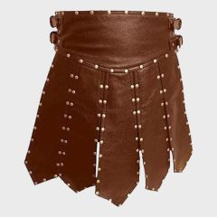 Brown Gladiator Leather Utility Kilt For Men