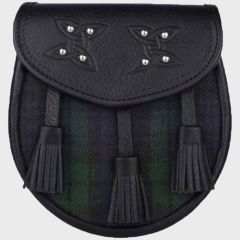 Genuine Leather With Three Tassel Tartan Sporran