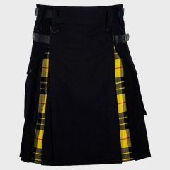 Black Cotton Macleod of lewis Tartan Hybrid Kilt