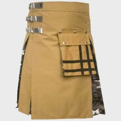 Urban Camo & Khaki High Quality Cotton Hybrid Utility Kilt For Men