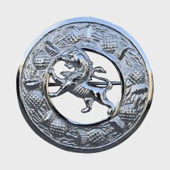 Lion Rampant Chrome Fly Plaid Brooch