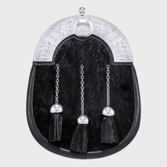 Scottish Chrome Cantle Black Dress Sporran