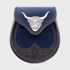 Navy Blue Leather Matt Highland Leather Sporran