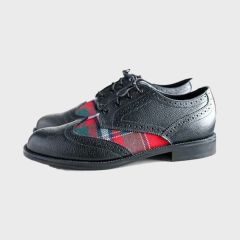 Black Leather Tartan Ghillie Brogue