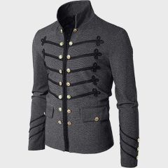 Mens Military Parade Jacket Slim Fit Coat Long Sleeve Men