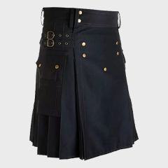 Navy Blue Utility Kilt & Straps Style With Cargo Pockets