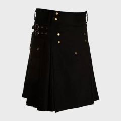 Black Utility Kilt Straps Style With Cargo Pockets