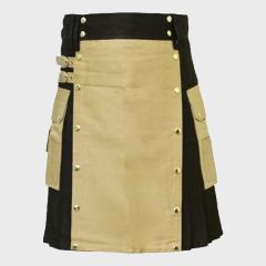 Khaki Modern Utility Kilt For Men