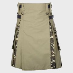 Digital Camo & Khaki High Quality Cotton Hybrid Utility Kilt For Men