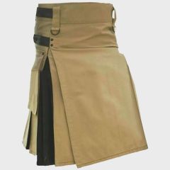 Khaki & Black Hybrid Utility Kilt For Men