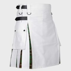 Tara Murphy Tartan & White Cotton Hybrid Utility Kilt For Men