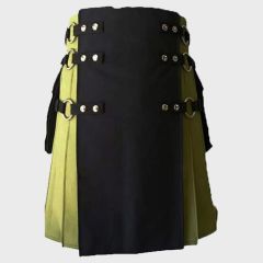 Black & Green Hybrid Utility Kilt with Cargo Pockets