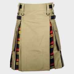 Buchanan Tartan & Khaki Hybrid Utility Kilt 
