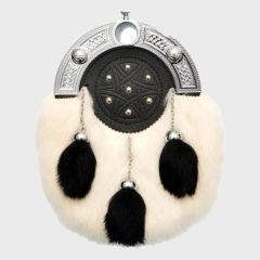Celtic Chrome Cantle Red Rabbit Fur Dress Sporran