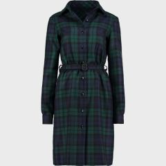 Women Tartan Long Coat Black Watck Tartan