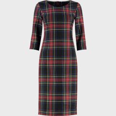 Tartan Shift Dress With Elbow Length Sleeve