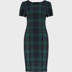 Tartan Shift Dress with Short Sleeves Black Watch Modern