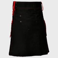 Black Deluxe Modern Kilt & Red Straps 