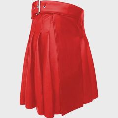 Red Leather Modern Women Kilt