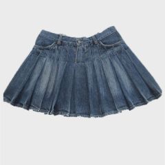 Women Blue Custom Made Denim Kilt